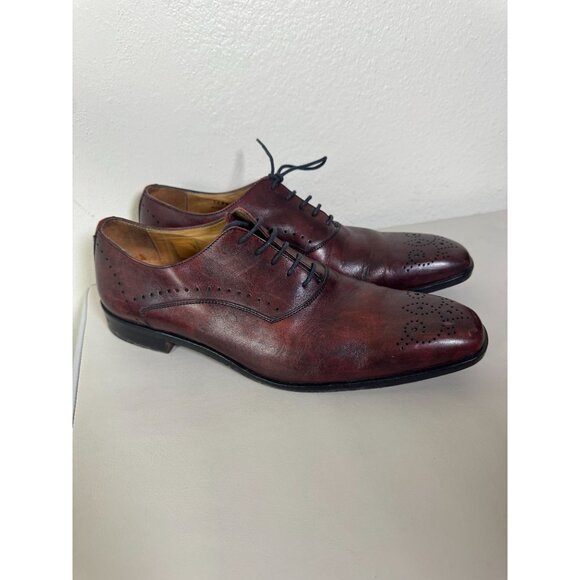 Mercanti Fiorentini Mens Burgundy Leather Oxford Dress Shoes 8.5 Leather Lace main image 6